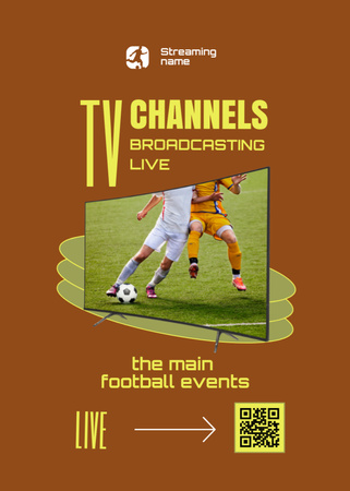 Plantilla de diseño de Soccer Match Live Announcement with Players on Field Invitation 