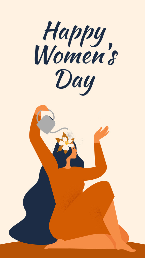 Illustration of Beautiful Woman on Women's Day Instagram Story Design Template