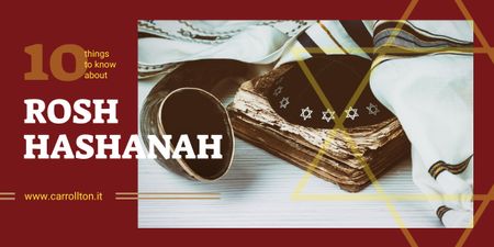 Plantilla de diseño de rosh hashaná saludo shofar y la torá Image 