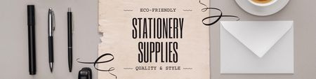 Eco-Friendly Stylish Stationery Supplies LinkedIn Cover Design Template