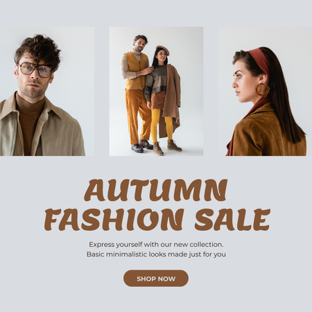 Autumn Fashion Sale with Elegant Couple Instagram Modelo de Design