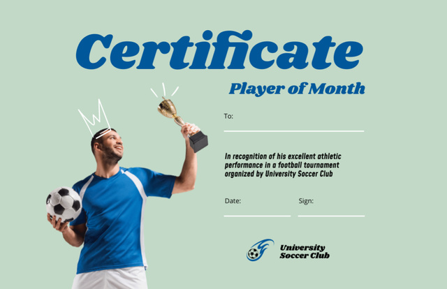 Modèle de visuel Award for Player of Month - Certificate 5.5x8.5in