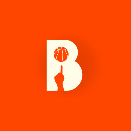Player with Basketball Ball In Orange Logo 1080x1080px Modelo de Design