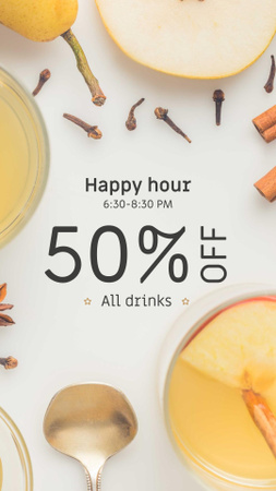Designvorlage Happy Hours Offer White Mulled Wine für Instagram Story