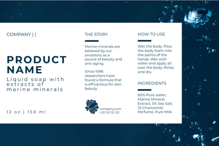Amazing Marine Minerals Extract Liquid Soap Offer Label Design Template