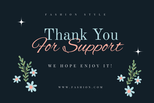 Cute Thankful Phrase for Support wit Flowers Postcard 4x6in – шаблон для дизайна