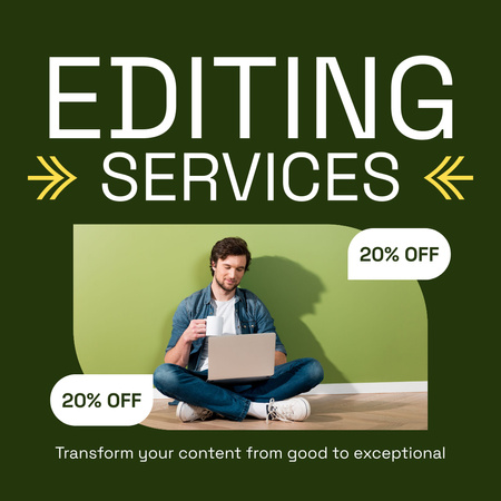 Comprehensive Editing Services With Reduced Rates Instagram AD Design Template