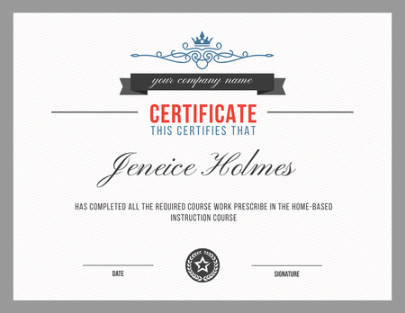 Award for Required Course Completion Certificate Design Template