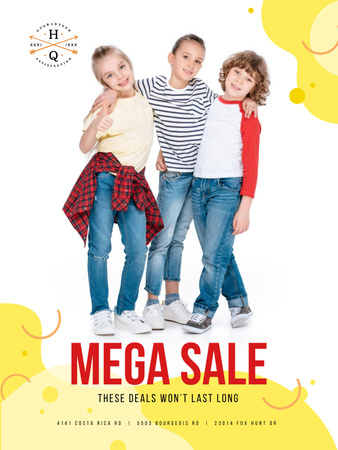 Clothes Sale with Happy Kids Poster 36x48in Design Template