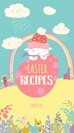 Easter Recipes Ad with Cute Rainbow Instagram Story tervezősablon