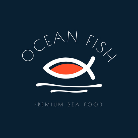 Premium Ocean Fish And Seafood Company Promotion Logo 1080x1080pxデザインテンプレート