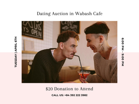 Dating Auction in Wabash Cafe Poster 18x24in Horizontal Design Template