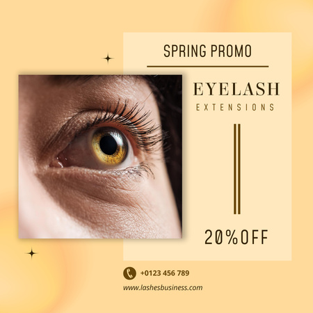 Designvorlage Promo on Eyelash Extension Services with Girl für Instagram