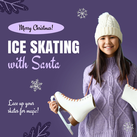 Plantilla de diseño de Anuncio de patinaje sobre hielo navideño Animated Post 