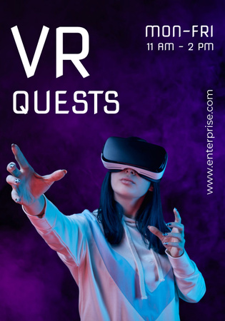 Man using Virtual Reality Glasses Poster 28x40in Design Template