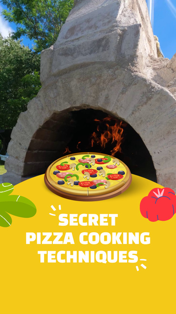 Designvorlage Yummy Pizza Cooking Tricks In Outdoor Oven für TikTok Video