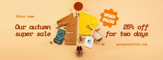 Fall Set Of Clothes Sale Announcement In Shop Online Facebook Video cover Design Template
