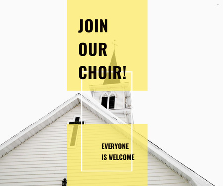 Invitation to Religious Choir on White Medium Rectangle Design Template