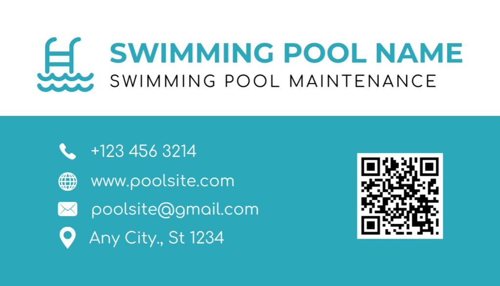 Pool Maintenance and Care Offer Business Card US Design Template