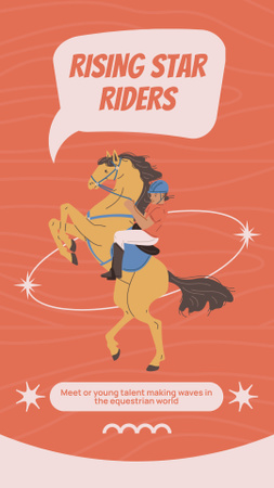 Designvorlage Illustration des aufgehenden Sterns im Pferdesport für Instagram Story
