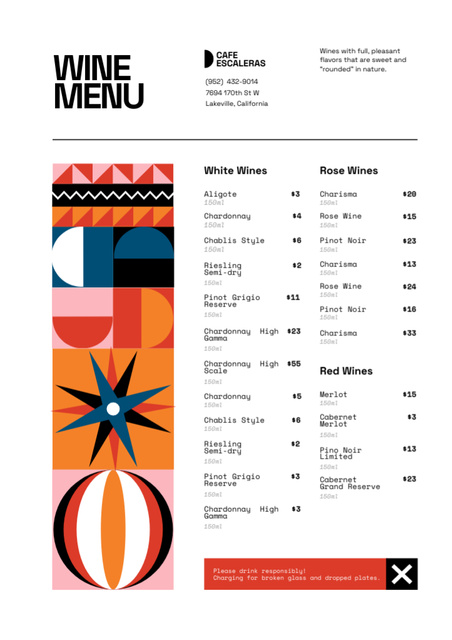 Wine Menu Announcement Menu tervezősablon