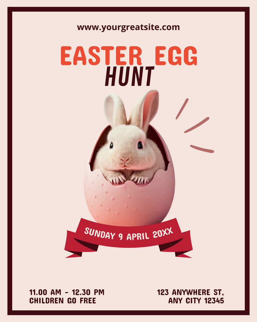 Easter Egg Hunt Promo with Adorable Bunny in Egg Instagram Post Vertical Modelo de Design