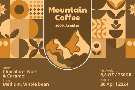 Mountain Coffee ajánlat a Brownon Label tervezősablon