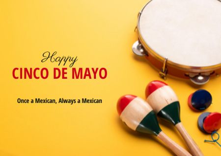 Ontwerpsjabloon van Card van Cinco de Mayo Celebration with Maracas and Tambourine