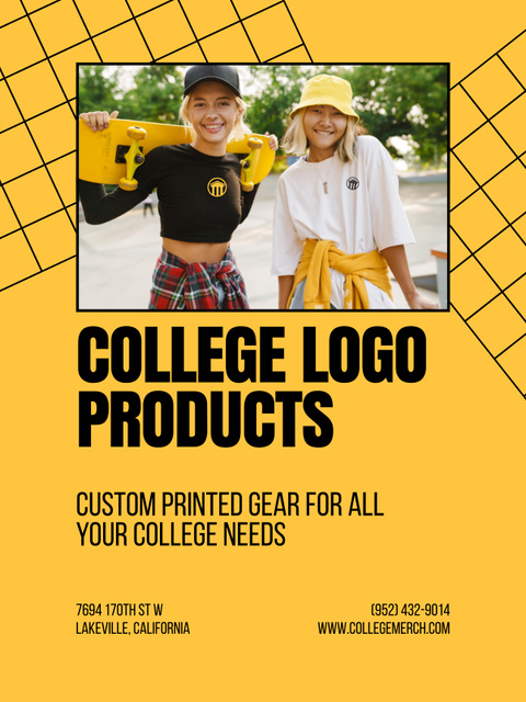 Promotion of College Apparel and Merchandise Poster US Modelo de Design