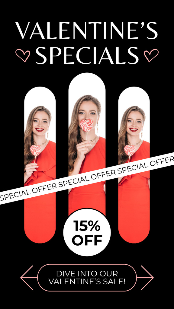 Valentine's Specials At Reduced Price Offer Instagram Story Πρότυπο σχεδίασης