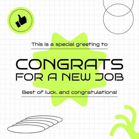 Text of Greetings on New Job on Green and White LinkedIn post Design Template