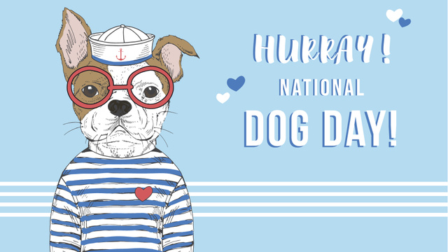 Template di design Dog day greeting Puppy in blue FB event cover