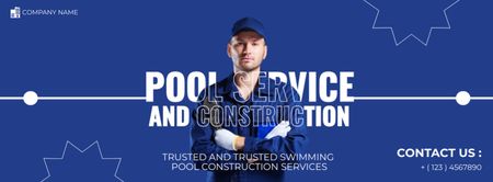 Designvorlage Offers of Services for Construction and Installation of Swimming Pools für Facebook cover