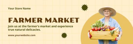 Farmer's Market Announcement with Woman in Hat Twitter Design Template