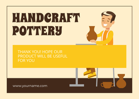 Handcraft Pottery Offer With Illustration of Potter Card Design Template