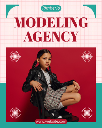 Реклама модельного агентства с девочкой-подростком Instagram Post Vertical – шаблон для дизайна
