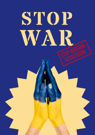 Kid praying to Stop War in Ukraine Poster – шаблон для дизайну
