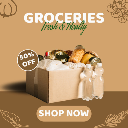 Pickled Veggies And Bottle In Box With Discount Instagram Design Template