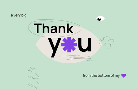 Designvorlage Dankbares Zitat mit abstrakten minimalen Elementen für Thank You Card 5.5x8.5in
