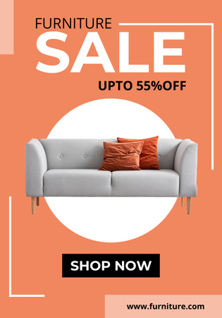 Furniture Sale Ad with Cozy Sofa Poster 28x40in Design Template