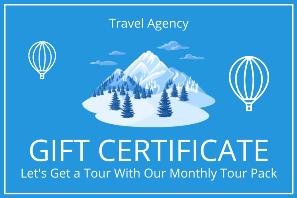 Plantilla de diseño de Monthly Tour Packs Discount Gift Certificate 