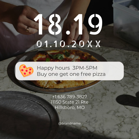 Invitation to Happy Hours for Pizza Instagram Design Template