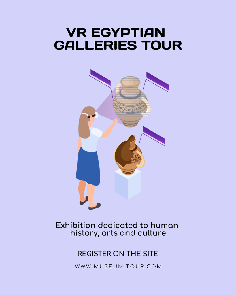 Virtual Egyptian Gallery Tour Announcement with Exhibit Poster 16x20in Modelo de Design