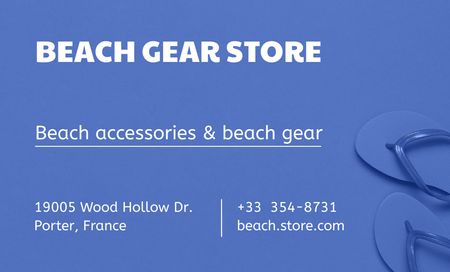 Designvorlage Beach Accessories Store Contact Details für Business Card 91x55mm