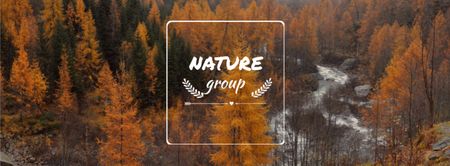 Szablon projektu krajobraz scenicznego jesiennego lasu Facebook cover