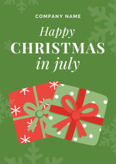 Cheerful Christmas in July Salutations With Presents Illustration