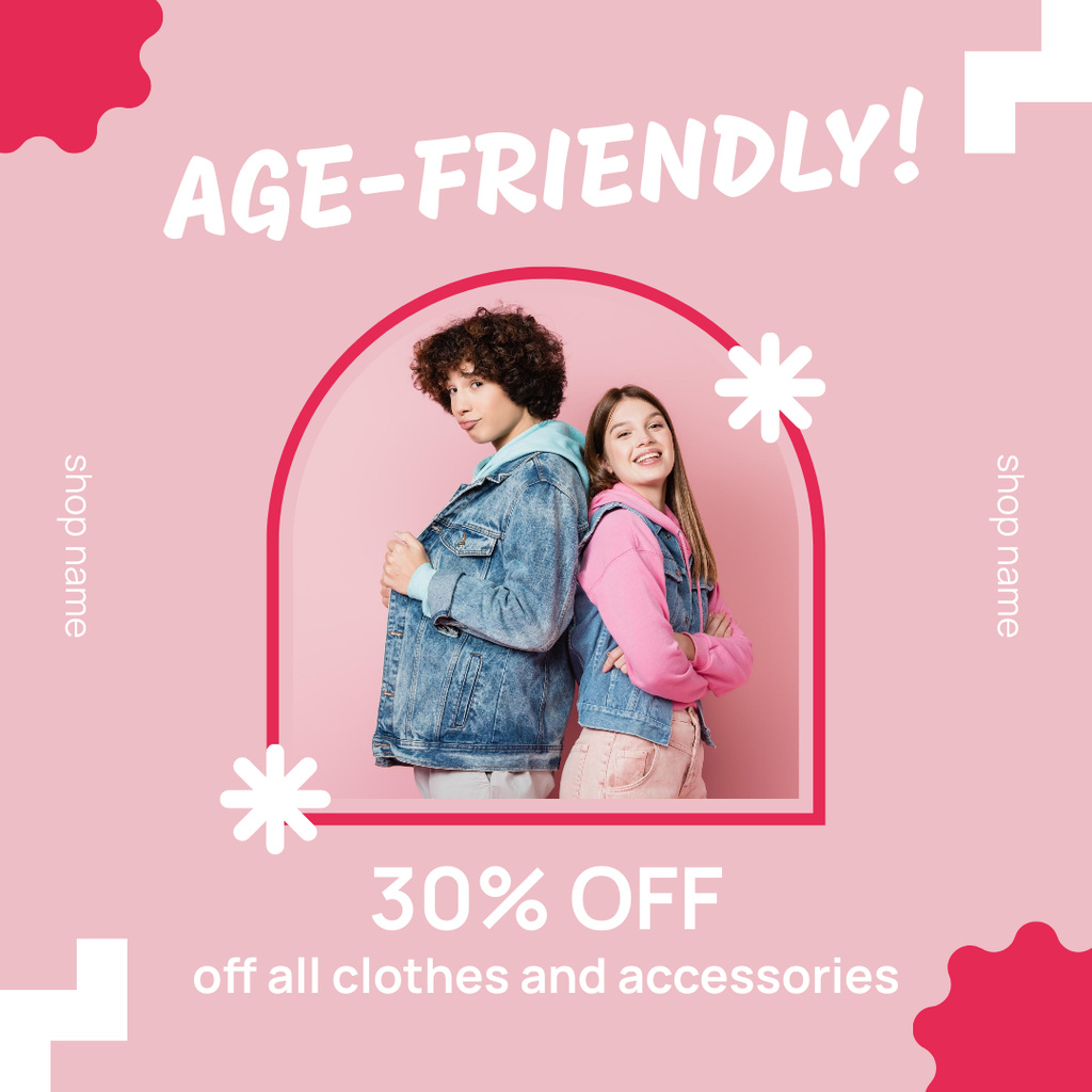 Template di design Age-Friendly Fashion Sale Offer For Teens Instagram
