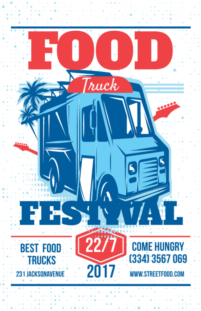 Food Truck Fest Announcement Flyer 5.5x8.5in Modelo de Design