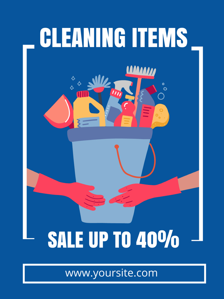 Szablon projektu Cleaning Items Sale Offer on Blue Poster US