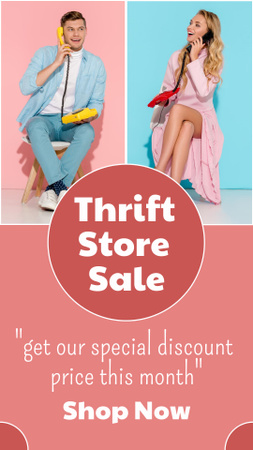 Thrift store sale pastel pink Instagram Story Design Template